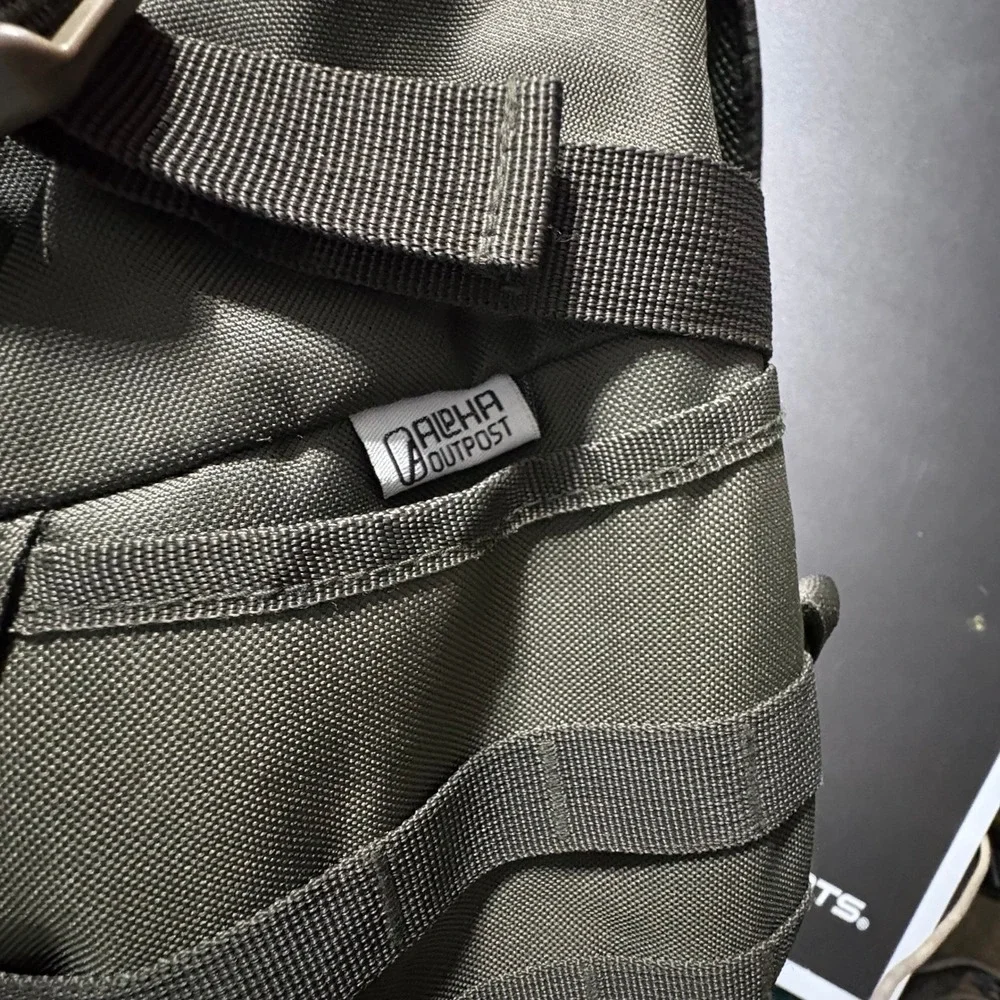 Alpha Outpost Tactical MOLLE Backpack Olive Drab Green Canvas Utility Gear Bag